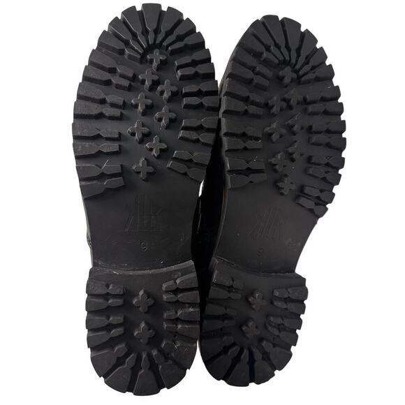 KLR Black Leather Boots Womens Sz 9 Moto Combat Side Zip Removeable Stud Straps - Picture 6 of 13